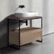 Console Sink Vanity With Ceramic Vessel Sink and Natural Brown Oak Drawer, 35